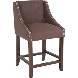 image:imageFlash Furniture Contemporary Red Vinyl Adjustable Height Barstool with Solid Wave Seat and Chrome BaseBrown Fabric