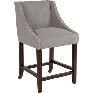 image:imageFlash Furniture Contemporary Red Vinyl Adjustable Height Barstool with Solid Wave Seat and Chrome BaseLight Gray Fabric
