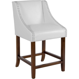 image:imageFlash Furniture Contemporary Red Vinyl Adjustable Height Barstool with Solid Wave Seat and Chrome BaseWhite Leathersoft