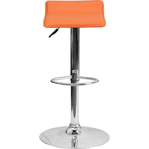 image:imageFlash Furniture Contemporary White Vinyl Adjustable Height Barstool with Solid Wave Seat and Chrome BaseOrange