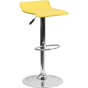 image:imageFlash Furniture Contemporary White Vinyl Adjustable Height Barstool with Solid Wave Seat and Chrome BaseYellow