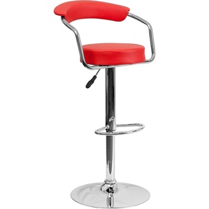 image:imageFlash Furniture Cruz Contemporary Orange Vinyl Adjustable Height Barstool with Arms and Chrome BaseRed