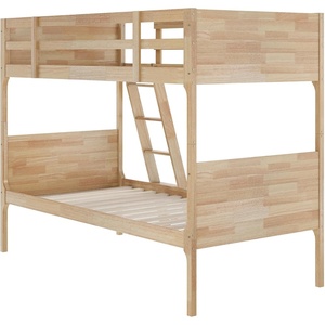 image:imageFlash Furniture Dallas TwinOverTwin Convertible Wood Bunk Bed Slatted Wood Kids Bunk Bed Frame with Ladder No Box Spring Needed WhiteNatural