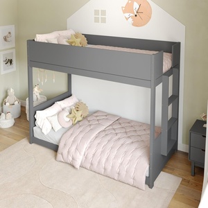 image:imageFlash Furniture Dallas TwinOverTwin Convertible Wood Bunk Bed Solid Wood Kids Bunk Bed Frame with Ladder No Box Spring Needed GrayGrey