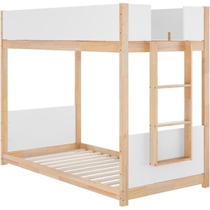 image:imageFlash Furniture Dallas TwinOverTwin Convertible Wood Bunk Bed Solid Wood Kids Bunk Bed Frame with Ladder No Box Spring Needed GrayWhiteNatural