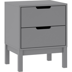 image:imageFlash Furniture Dallas Wood Nightstand Side Table Kids Bedroom End Table with 2 Storage Drawers Cutout Handles Smooth Ball Bearing Slides WhiteGrey