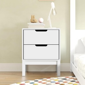 image:imageFlash Furniture Dallas Wood Nightstand Side Table Kids Bedroom End Table with 2 Storage Drawers Cutout Handles Smooth Ball Bearing Slides WhiteWhite
