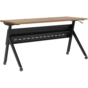 image:imageFlash Furniture Davis Commercial Nesting Flip Training Table HeavyDuty Steel Frame and YLegs Modesty Panel 1 Thick Tabletop 60 x 24 Gray TopGray FrameWalnut TopBlack Frame