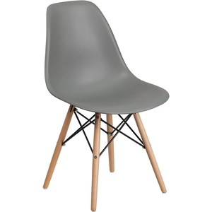 image:imageFlash Furniture Elon Series Plastic Modern Dining Chair with Wooden Legs MidCentury Modern Accent Chair for Dining Rooms and Offices WhiteMoss Gray