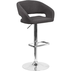 image:imageFlash Furniture Erik Contemporary Adjustable Height Barstool with Footrest and Rounded MidBack Upholstered Bar or Counter Height Stool WhiteChromeCharcoal FabricChrome Frame