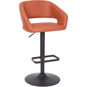 image:imageFlash Furniture Erik Contemporary Adjustable Height Barstool with Footrest and Rounded MidBack Upholstered Bar or Counter Height Stool WhiteChromeCognac VinylBlack Frame
