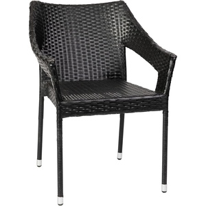 image:imageFlash Furniture Ethan Commercial Grade Patio Chair All Weather PE Rattan Wicker Stacking Patio Dining Chair GrayBlack