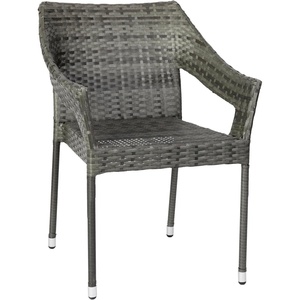 image:imageFlash Furniture Ethan Commercial Grade Patio Chair All Weather PE Rattan Wicker Stacking Patio Dining Chair GrayGrey