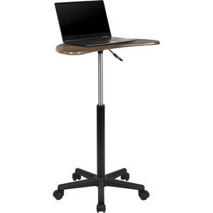 image:imageFlash Furniture Eve Sit to Stand Mobile Laptop DeskSpeakers Lectern with Wheels Modern HeightAdjustable Portable Standing Computer Desk BlackRustic Walnut