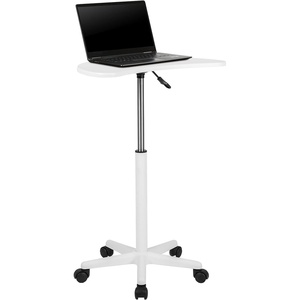 image:imageFlash Furniture Eve Sit to Stand Mobile Laptop DeskSpeakers Lectern with Wheels Modern HeightAdjustable Portable Standing Computer Desk BlackWhite