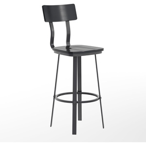 image:imageFlash Furniture Flint Series Commercial Restaurant Barstool Wood SeatBack Powder Coat Frame BlackBlack