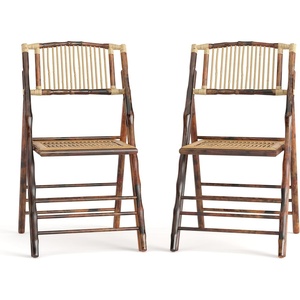 image:imageFlash Furniture Folding Bohemian Bamboo Chairs with Curved Backs Modern Bamboo Folding Dining Chairs 300 lb Static Weight Capacity Set of 4Set of 2