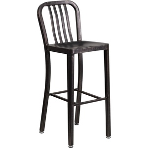 image:imageFlash Furniture Gael 30 Commercial Metal Barstools with Footrest Vertical Slat Back Bar Height Stools for Restaurants and Kitchens Set of 2 SilverBlackantique Gold