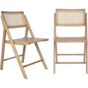 image:imageFlash Furniture Galene Cane Rattan Folding Chair Set Solid Wood Frame and Seat Ventilated Backrest Event Seating Solution Pack of 2 NaturalNatural