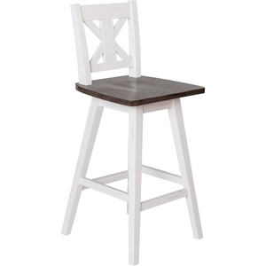 image:imageFlash Furniture Gwendolyn Commercial Grade Modern Farmhouse Barstool  Gray Wash Walnut Solid Wood Frame  Bar Height  360 Swivel Seat  Integrated FootrestAntique White Wash FrameGray Wash Seat