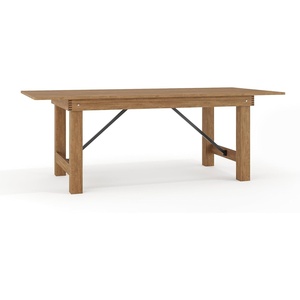 image:imageFlash Furniture HERCULES 7 x 40 Rectangular Antique Rustic Solid Pine Folding Farm Table MahoganyAntique Rustic