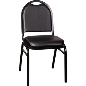 image:imageFlash Furniture HERCULES Commercial Grade 500 LB Capacity Dome Back Stack Chair  Black Vinyl Upholstery  Black Metal Frame  BuiltIn HandleBlack VinylBlack Frame
