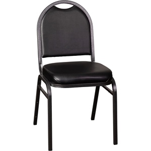 image:imageFlash Furniture HERCULES Commercial Grade 500 LB Capacity Dome Back Stack Chair  Black Vinyl Upholstery  Black Metal Frame  BuiltIn HandleBlack VinylSilver Vein Frame