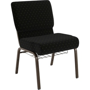 image:imageFlash Furniture HERCULES Series 21W Church Chair in Navy Blue Fabric with Cup Book Rack  Silver Vein FrameBlack Dot Patterned FabricGold Vein Frame