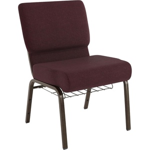 image:imageFlash Furniture HERCULES Series 21W Church Chair in Navy Blue Fabric with Cup Book Rack  Silver Vein FramePlum FabricGold Vein Frame