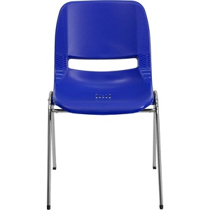 image:imageFlash Furniture HERCULES Series 661 lb Capacity Black Ergonomic Shell Stack Chair with Black Frame and 16 Seat HeightNavy PlasticChrome Frame