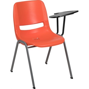 image:imageFlash Furniture HERCULES Series 661 lb Capacity Black Ergonomic Shell Stack Chair with Black Frame and 16 Seat HeightOrange