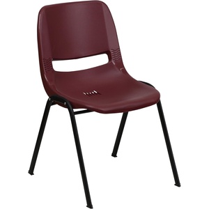 image:imageFlash Furniture HERCULES Series 880 lb Capacity Gray Ergonomic Shell Stack Chair with Black FrameBurgundy