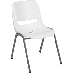 image:imageFlash Furniture HERCULES Series 880 lb Capacity Gray Ergonomic Shell Stack Chair with Black FrameWhite