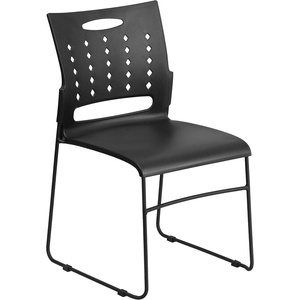 image:imageFlash Furniture HERCULES Series 881 lb Capacity Yellow Sled Base Stack Chair with AirVent BackBlack
