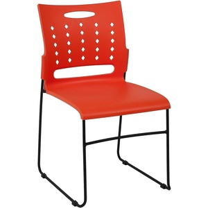 image:imageFlash Furniture HERCULES Series 881 lb Capacity Yellow Sled Base Stack Chair with AirVent BackOrange