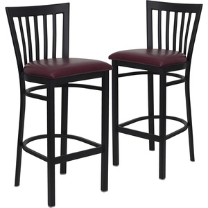 image:imageFlash Furniture HERCULES Series Black School House Back Metal Restaurant Barstool  Black Vinyl Seat Pack of 1Burgundy Vinyl SeatBlack Metal Frame