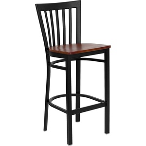 image:imageFlash Furniture HERCULES Series Black School House Back Metal Restaurant Barstool  Black Vinyl Seat Pack of 1Cherry Wood SeatBlack Metal Frame