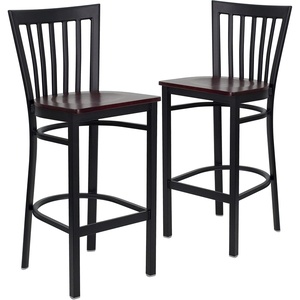 image:imageFlash Furniture HERCULES Series Black School House Back Metal Restaurant Barstool  Black Vinyl Seat Pack of 1Mahogany Wood SeatBlack Metal Frame