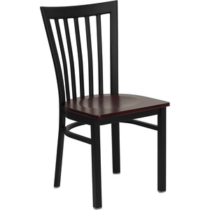 image:imageFlash Furniture HERCULES Series Black School House Back Metal Restaurant Chair  Black Vinyl SeatMahogany Wood SeatBlack Metal Frame