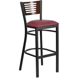 image:imageFlash Furniture HERCULES Series Black Slat Back Metal Restaurant Barstool  Walnut Wood Back amp Seat Pack of 1Walnut Wood BackBurgundy Vinyl SeatBlack Metal Frame