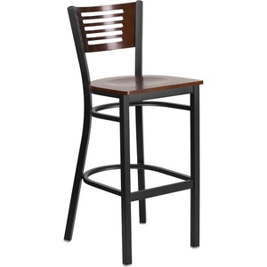 image:imageFlash Furniture HERCULES Series Black Slat Back Metal Restaurant Barstool  Walnut Wood Back amp Seat Pack of 1Walnut Wood BackWalnut Wood SeatBlack Metal Frame