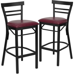 image:imageFlash Furniture HERCULES Series Black TwoSlat Ladder Back Metal Restaurant Barstool  Black Vinyl SeatBurgundy Vinyl SeatBlack Metal Frame