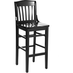 image:imageFlash Furniture HERCULES Series School House Back Walnut Wood Restaurant BarstoolBlack