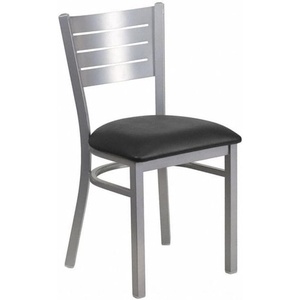 image:imageFlash Furniture HERCULES Series Silver Slat Back Metal Restaurant Chair  Black Vinyl SeatBlack Vinyl Seat