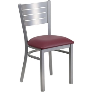 image:imageFlash Furniture HERCULES Series Silver Slat Back Metal Restaurant Chair  Black Vinyl SeatBurgundy Vinyl Seat