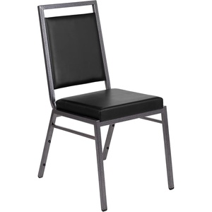 image:imageFlash Furniture HERCULES Series Square Back Stacking Banquet Chair in Dark Gray Fabric with Silvervein FrameBlack VinylSilver Vein Frame