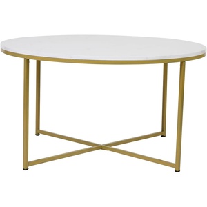 image:imageFlash Furniture Hampstead Collection Coffee Table  Modern White Marble Finish Coffee Table  Crisscross Brushed Gold Frame