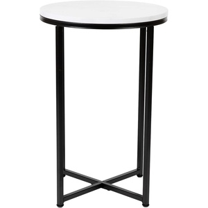 image:imageFlash Furniture Hampstead Collection End Table  Modern White Finish End Table  Crisscross Matte Black FrameWhite Marble TopMatte Black Frame