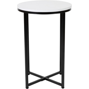 image:imageFlash Furniture Hampstead Collection End Table  Modern White Finish End Table  Crisscross Matte Black FrameWhite TopMatte Black Frame