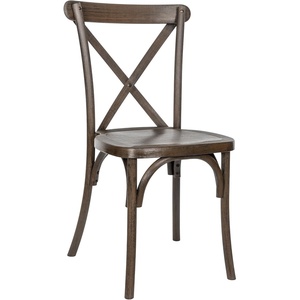 image:imageFlash Furniture Hercules Commercial IndoorOutdoor Cross Back Chair Wood Look WeatherResistant Lightweight Design Versatile Use Dark BrownDark Brown